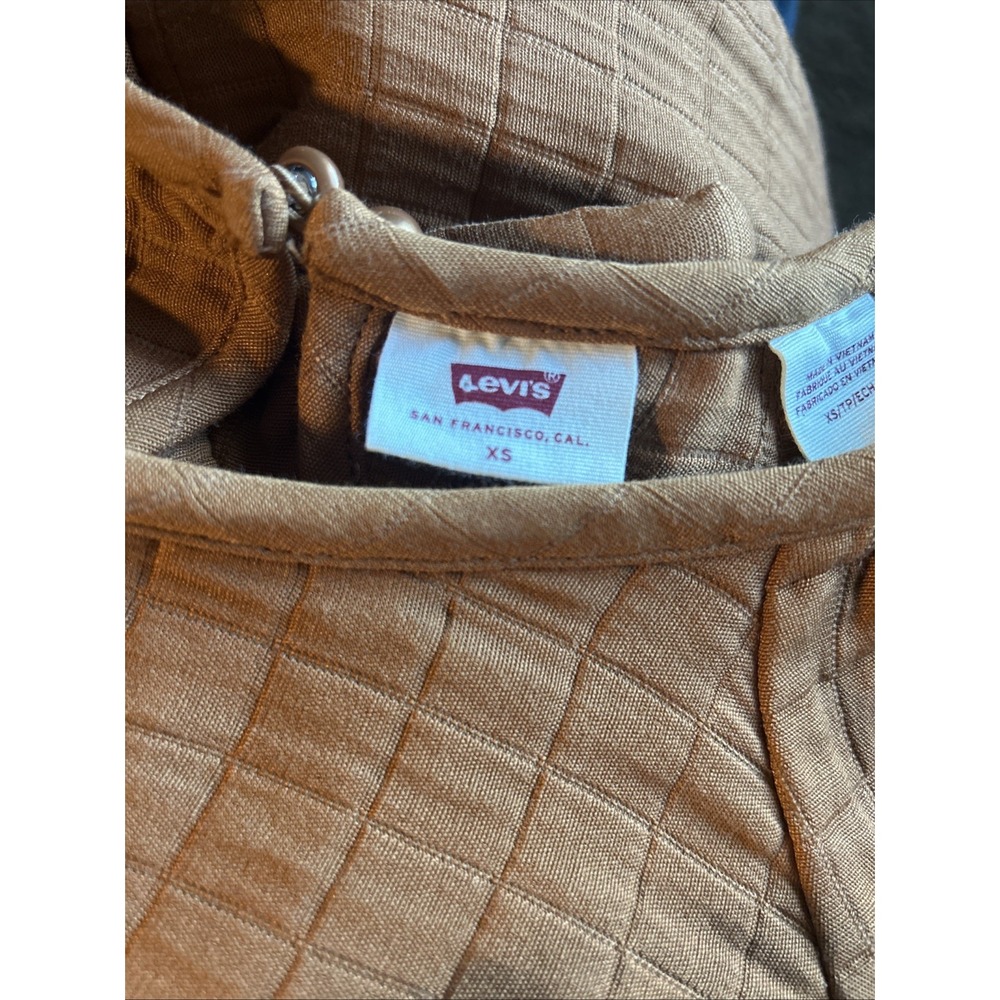 Levi's 3/4 Sleeve Quilted Tailored Cotton Terra Cotta Shirt Blouse Boho X-Small - Picture 8 of 11